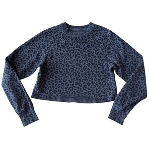 Abercrombie & Fitch Gray/Black Leopard Print Cropped‎ Sweatshirt XXS Excellent